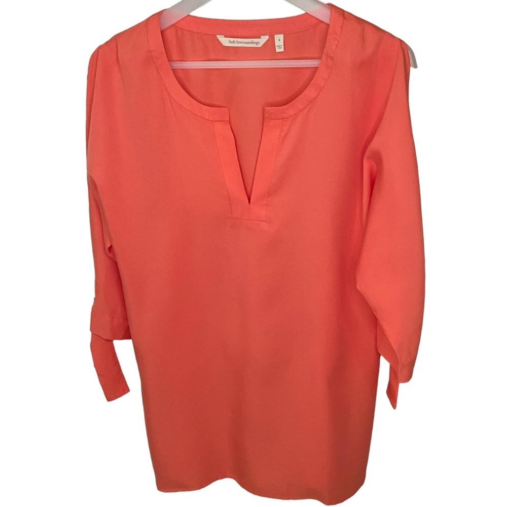 Soft Surroundings Coral Split-Neck Tunic